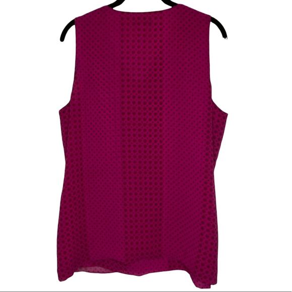 CAbi Brilliant Fuchsia Floral Print Front Drape Sleeveless Blouse Size Medium - Picture 4 of 10